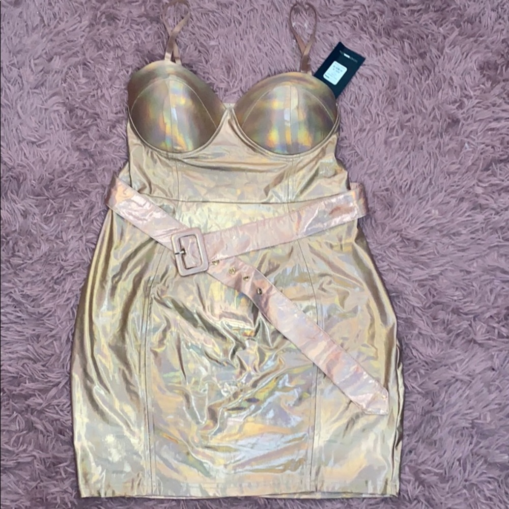 Iridescent Faux Leather Dress